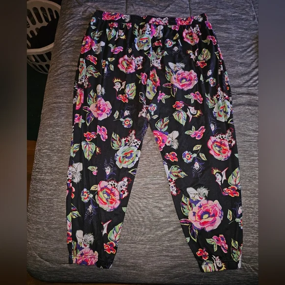 Disney Black Floral Joggers with Pink & Green Accents - Picture 4 of 4
